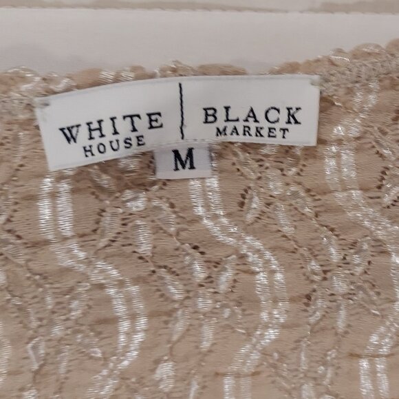 White House/Black Market Beige Ruffled Blouse Size M - Picture 7 of 8